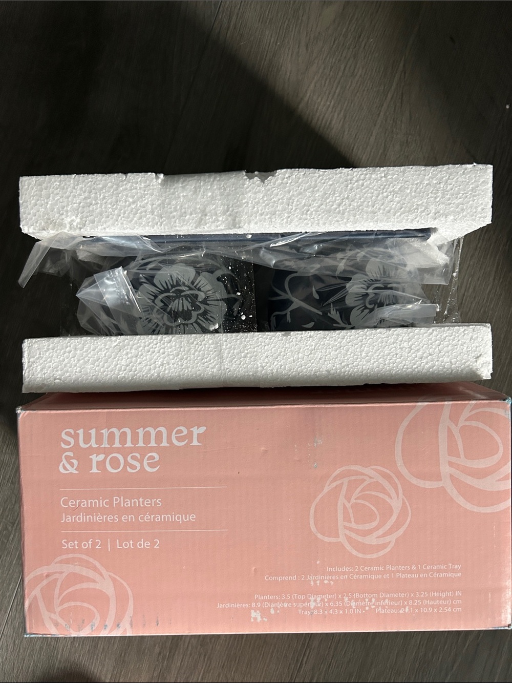 Navy & White Summer & Rose Ceramic planters